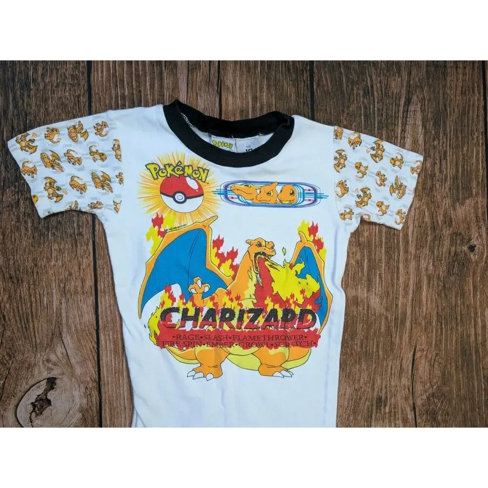 Vintage Youth Kids Pokemon Charizard Pajamas PJs Set Size 10 Shirt Pants Charman